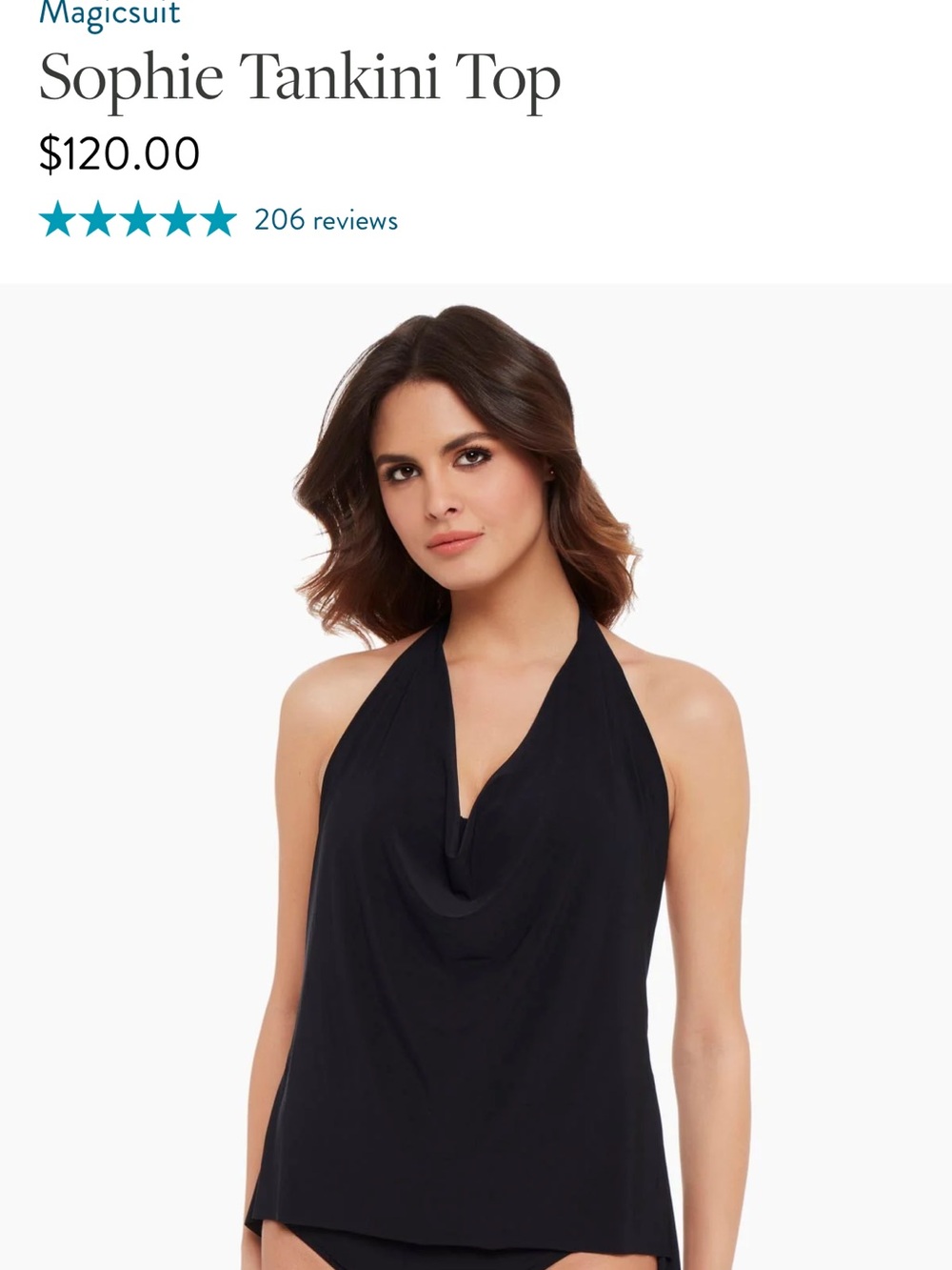 Magicsuit Black Draped Halter Tankini Top